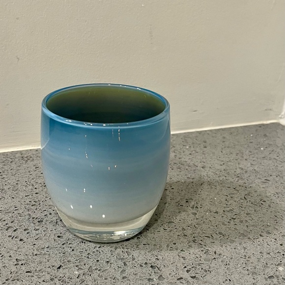 Blue, Gray, White Gradient Ombré Glass Votive Holder - Picture 3 of 6